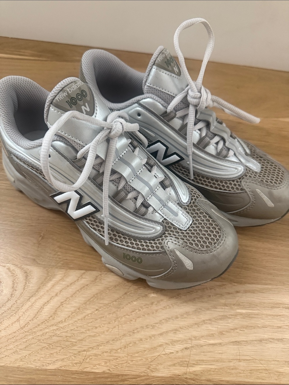 New Balance Kids Silver and White 1000-Style Sneakers